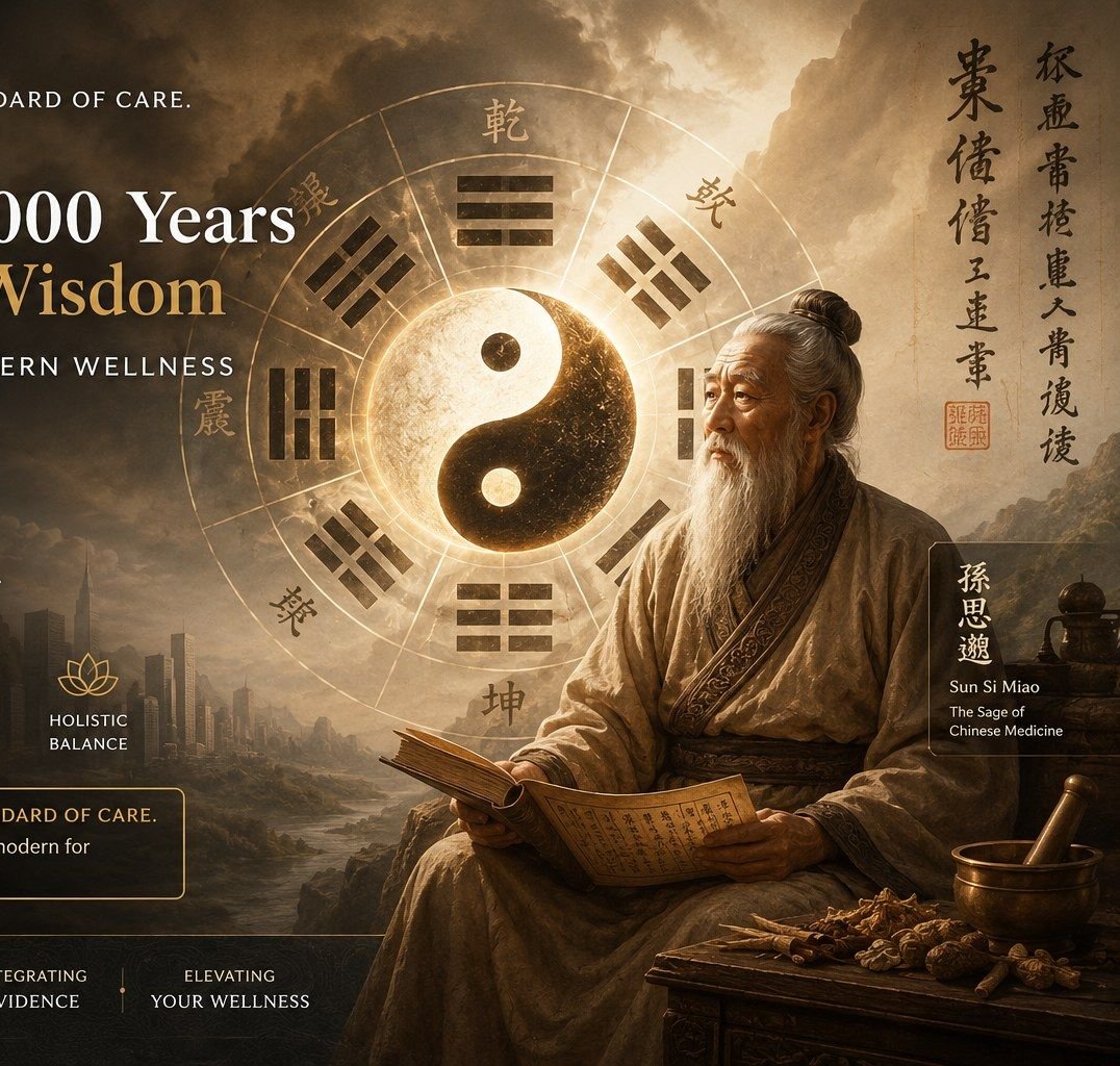Bagua wheel and Taiji symbol representing DDS Chinese Massage's philosophy of ancient wisdom and modern wellness